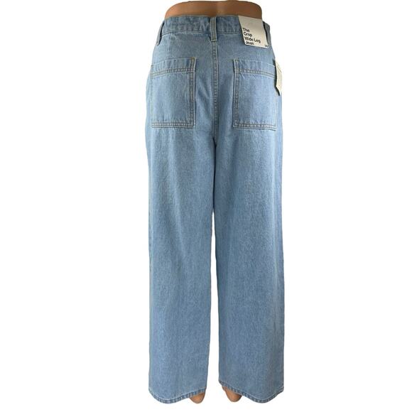 NEW American Apparel The Crop Wide Leg Womens Blue High Rise Denim Jeans Size 28 - Picture 3 of 6